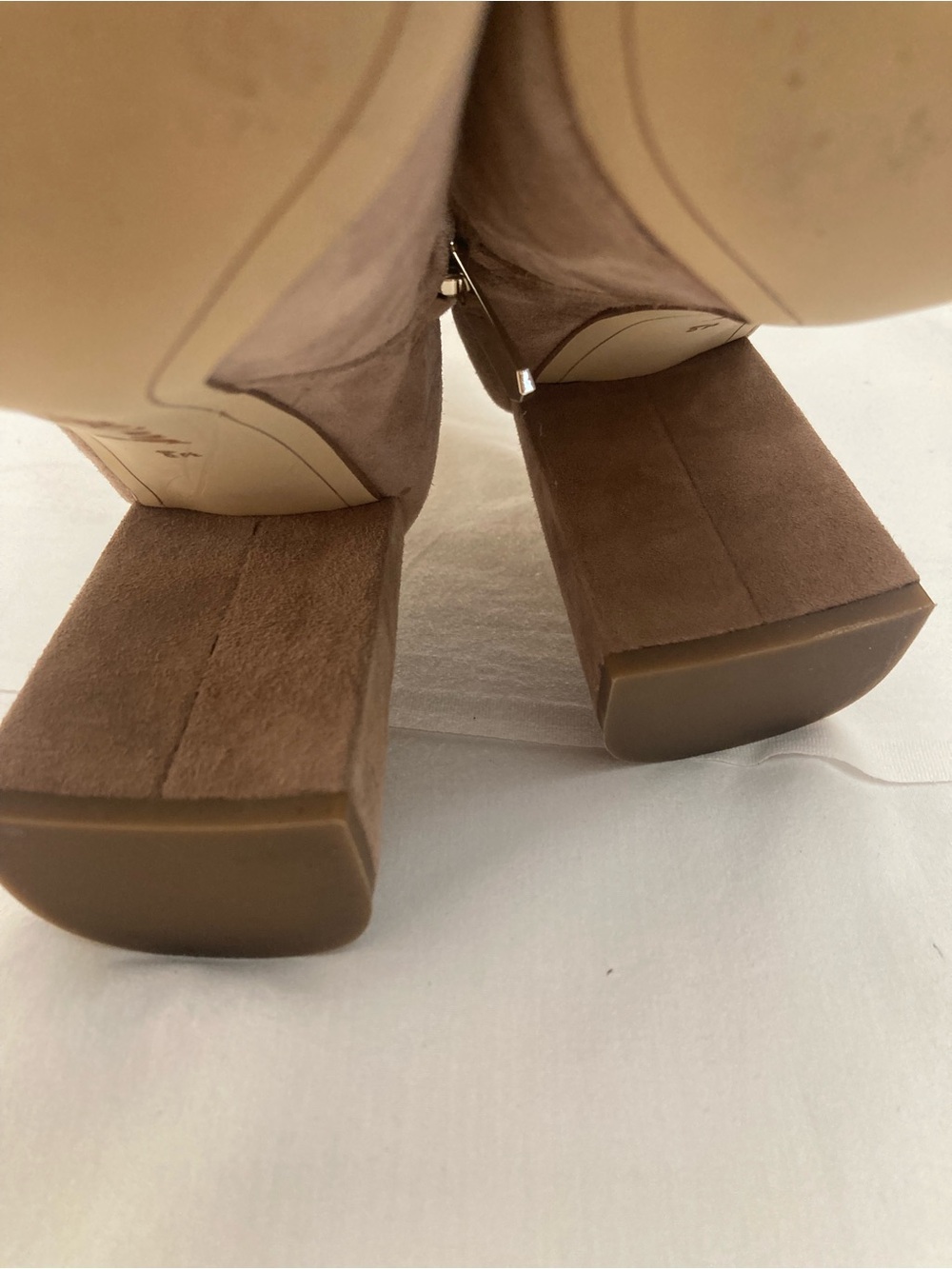 Sam Edelman Women's Taupe Suede Block Heel Ankle Boots with zipper 8.5 - Picture 6 of 10